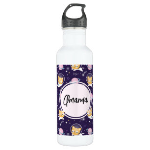 Cute Kitty Cat Astronauts Pattern Waterfles