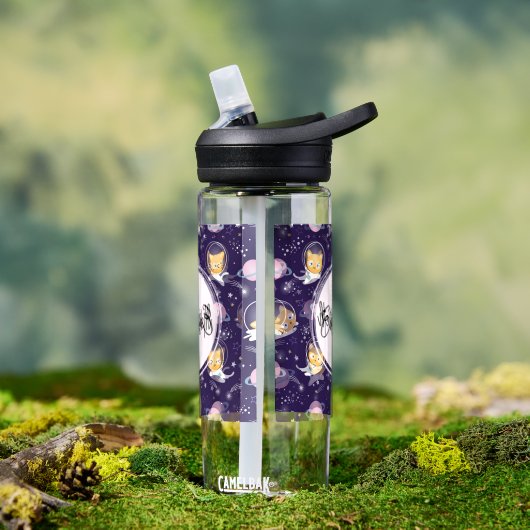 Cute Kitty Cat Astronauts Pattern Waterfles (Buiten)