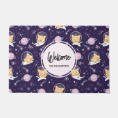 Cute Kitty Cat Astronauts Pattern Welkom Deurmat (Voorkant)