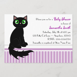 Cute Kitty Cat Baby shower Invitation - Paars Kaart