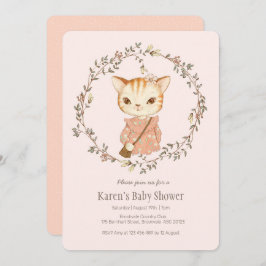 Cute Kitty Cat Baby shower Uitnodiging