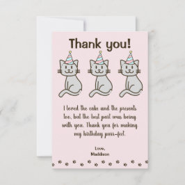 Cute Kitty Cat Birthday Hartelijk dank Bedankkaart