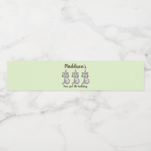 Cute Kitty Cat Birthday Water Flaconetiket Waterfles Etiket (Enkel label)