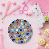 Cute Kitty Cat Blue Papieren Bordje (Feest)