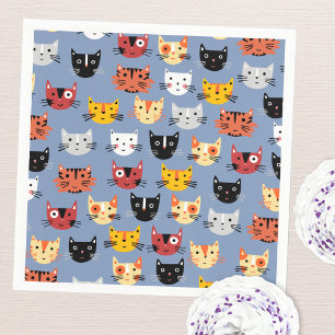 Cute Kitty Cat Blue Servet