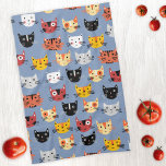 Cute Kitty Cat Blue Theedoek<br><div class="desc">Veel schattige kleine katten op een blauwe achtergrond. Preventie voor dierenvrienden. Originele kunst van Nic Squirrell.</div>