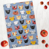 Cute Kitty Cat Blue Theedoek