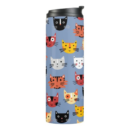 Cute Kitty Cat Blue Thermosbeker (Gedraaid links)