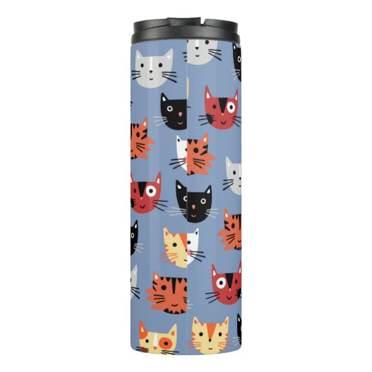 Cute Kitty Cat Blue Thermosbeker (Achterkant)