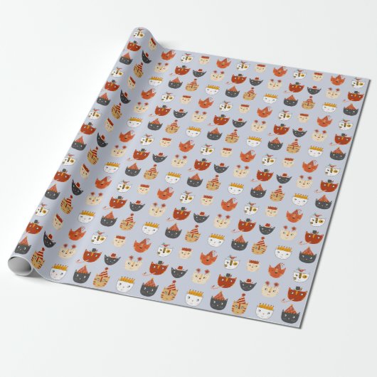 Cute Kitty Cat Cadeaupapier (Uitgerold)