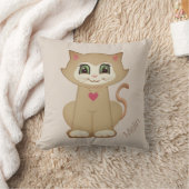 Cute Kitty Cat Cartoon op Beige Kussen (Deken)