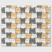 Cute Kitty Cat Cartoon Pattern Gift Wrapping Paper Cadeaupapier (Vlak)