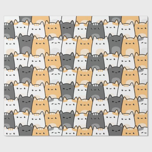 Cute Kitty Cat Cartoon Pattern Gift Wrapping Paper Cadeaupapier (Vlak)