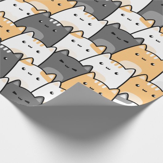 Cute Kitty Cat Cartoon Pattern Gift Wrapping Paper Cadeaupapier (Hoek)