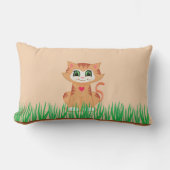 Cute Kitty Cat Cartoon & Plant Kussen (Voorkant)