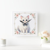 cute kitty cat clock vierkante klok (Huis)