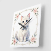 cute kitty cat clock vierkante klok (Hoek)