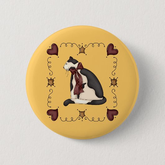 Cute Kitty Cat Country Cft Ronde Button 5,7 Cm (Voorkant)