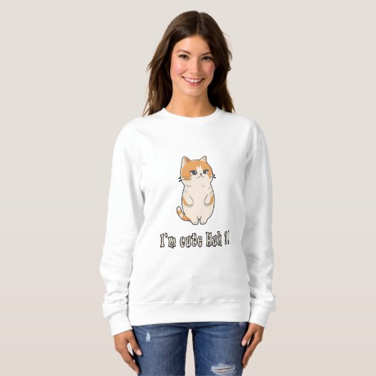 Cute Kitty Cat Design Sweatshirt voor kattendame (Voorkant volledig)