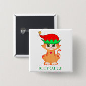 Cute Kitty Cat Elf Kerstmis Vierkante Button 5,1 Cm (Voorkant /achterkant)