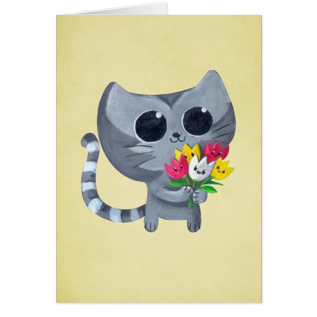 Cute Kitty Cat en bloemen (Voorkant)