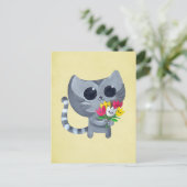 Cute Kitty Cat en bloemen Briefkaart (Staand voorkant)