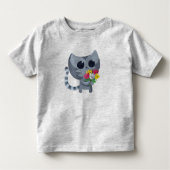 Cute Kitty Cat en bloemen Kinder Shirts (Voorkant)