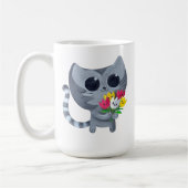 Cute Kitty Cat en bloemen Koffiemok (Links)