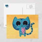Cute Kitty Cat en Pig Briefkaart (Voorkant / Achterkant)