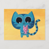 Cute Kitty Cat en Pig Briefkaart (Voorkant)