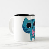 Cute Kitty Cat en Pig Tweekleurige Koffiemok (Voorkant links)