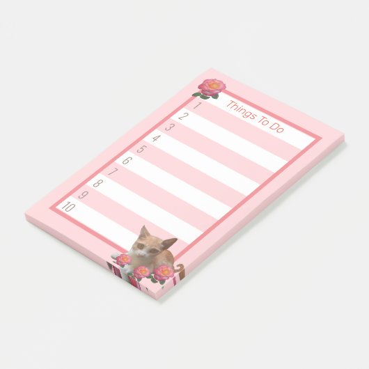 Cute Kitty Cat en Rozen Post-it® Notes (Schuin)