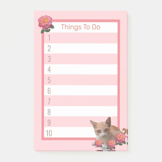 Cute Kitty Cat en Rozen Post-it® Notes (Voorkant)