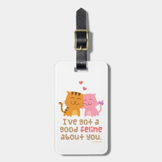 Cute Kitty Cat Feline Love Confession Pun Humor Bagagelabel (Voorkant verticaal)