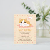 Cute Kitty Cat Girls Birthday Party Invitations Kaart (Staand voorkant)
