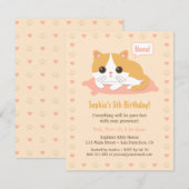Cute Kitty Cat Girls Birthday Party Invitations Kaart (Voorkant / Achterkant)