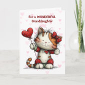 Cute Kitty Cat Granddaughter Valentine Card Feestdagen Kaart (Voorkant)