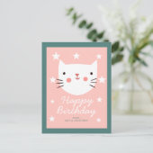 Cute Kitty Cat Happy Birthday Briefkaart (Staand voorkant)