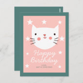 Cute Kitty Cat Happy Birthday Briefkaart (Voorkant / Achterkant)