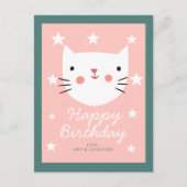 Cute Kitty Cat Happy Birthday Briefkaart (Voorkant)