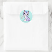 Cute kitty cat Hartelijk dank voor lichtblauw Ronde Sticker (Tas)