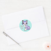 Cute kitty cat Hartelijk dank voor lichtblauw Ronde Sticker (Envelop)