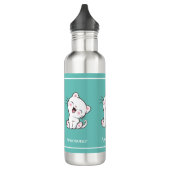 Cute Kitty Cat & Heart op Blauwgroen Waterfles (Links)