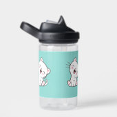 Cute Kitty Cat & Heart op Light Blue Water Bottle Waterfles (Rechts)