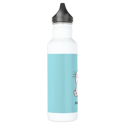 Cute Kitty Cat & Heart op Light Blue Waterfles (Links)