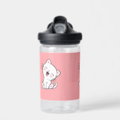 Cute Kitty Cat & Heart op Light Pink Waterfles (Voorkant)