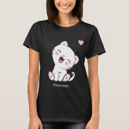 Cute Kitty Cat & Heart T-Shirt