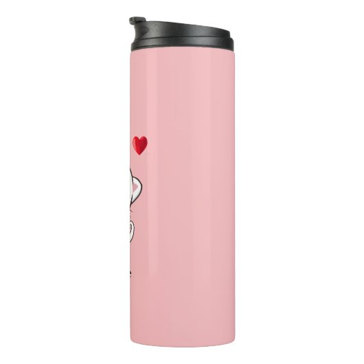 Cute Kitty Cat & Heart Thermal Tumbler Thermosbeker (Geroteerd rechts)