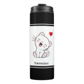 Cute Kitty Cat & Heart Thermosbeker (Voorkant)