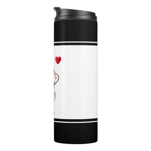 Cute Kitty Cat & Heart Thermosbeker (Geroteerd rechts)